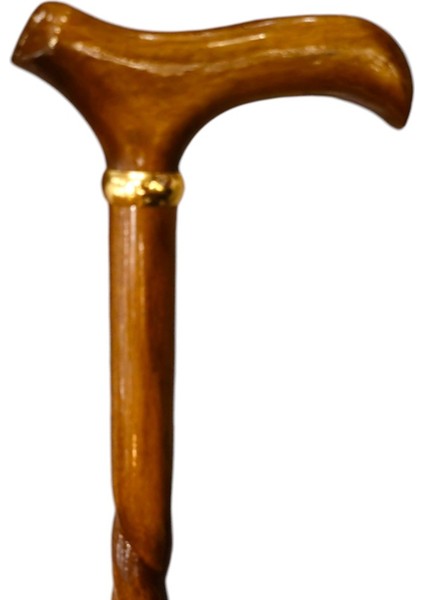 Gold Halkalı Kıvrımlı Kahverengi Baston NO03