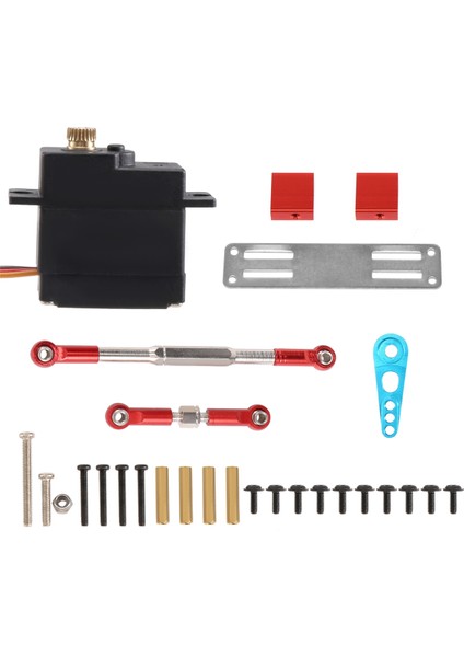 17G Metal Gear Servo ve Direksiyon Bağlantı Çubuğu Montaj Seti C14 C24 1/16 Rc Araba Yükseltme Parçaları Aksesuarları (Yurt Dışından)