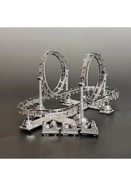 Roller Coaster 3D Metal Maket Bulmaca Puzzle Modeli Kitleri Dıy 14+ Yaş 80 Parça