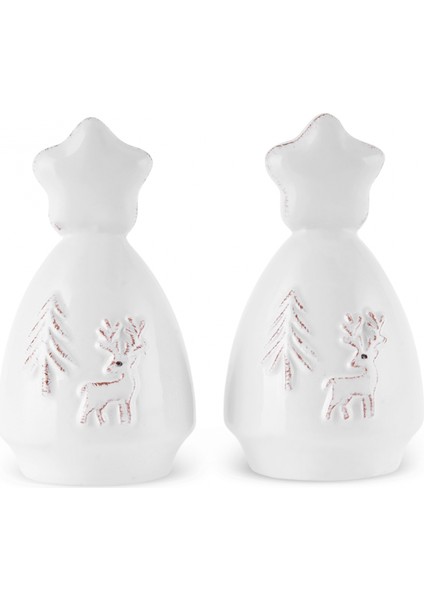 New Year Yılbaşı Snowy Tuzluk Biberlik 35 ml Beyaz