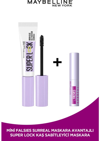 Super Lock Brow Glue Kaş Sabitleyici Maskara + Falsies Surreal Mini Maskara