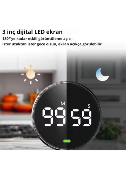 Heyo Rotation Countdown Manyetik Dijital Zamanlayıcı Saat Geri Sayım Cihazı Kronometre Cihazı modelleri