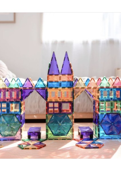 Mıknatıslı Manyetik Pimli Yapı Blokları 1 Araba Parçalı (70 Parça ) Magnetic Tiles Yeni Versiyon fırsatları