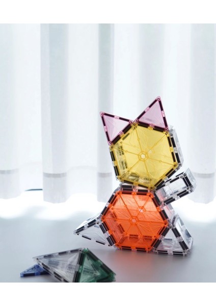 Mıknatıslı Manyetik Pimli Yapı Blokları 1 Araba Parçalı (70 Parça ) Magnetic Tiles Yeni Versiyon