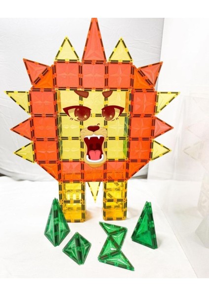 Mıknatıslı Manyetik Pimli Yapı Blokları 1 Araba Parçalı (70 Parça ) Magnetic Tiles Yeni Versiyon