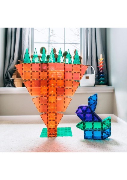 Mıknatıslı Manyetik Pimli Yapı Blokları 1 Araba Parçalı (70 Parça ) Magnetic Tiles Yeni Versiyon