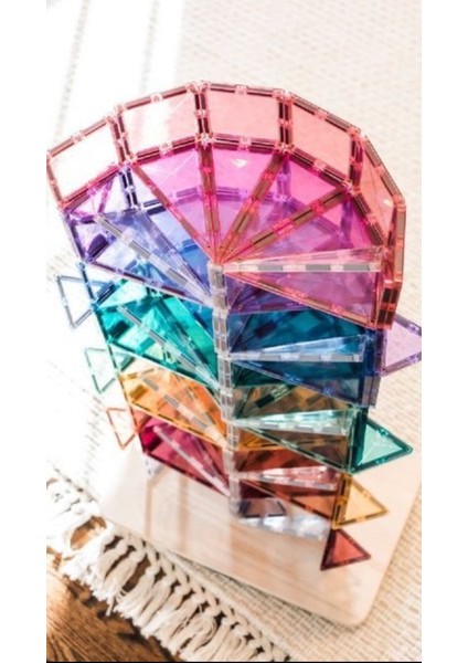 Mıknatıslı Manyetik Pimli Yapı Blokları 1 Araba Parçalı (70 Parça ) Magnetic Tiles Yeni Versiyon