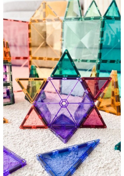 Mıknatıslı Manyetik Pimli Yapı Blokları 1 Araba Parçalı (70 Parça ) Magnetic Tiles Yeni Versiyon