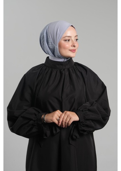 Gri Pratik Hazır Geçmeli Tesettür Eşarp Sandy Arkadan Çıtçıtlı Piliseli Hijab 2406_15