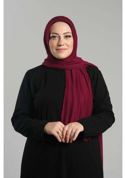 Bordo Pratik Hazır Geçmeli Şal Viskon Önü Süngerli Penye Şal 2202_16