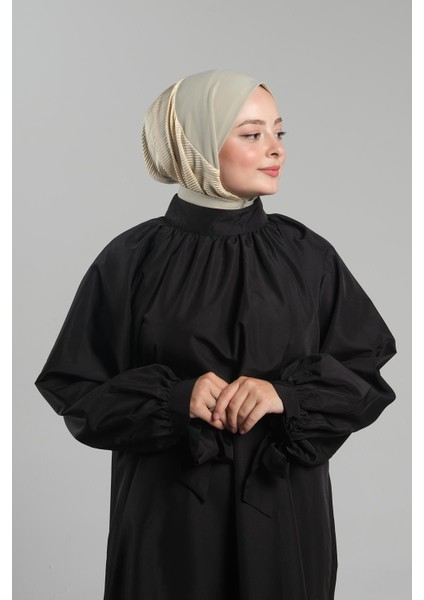 Bej Pratik Hazır Geçmeli Tesettür Eşarp Sandy Arkadan Çıtçıtlı Piliseli Hijab 2406_12