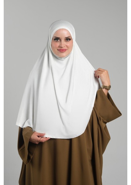 Krem Pratik Hazır Geçmeli Tesettür Eşarp Viskon Pratik Namaz Örtüsü 2201_40