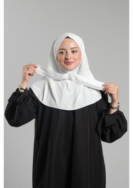 Krem Pratik Hazır Geçmeli Tesettür Eşarp Sandy Arkadan Çıtçıtlı Piliseli Hijab 2406_40