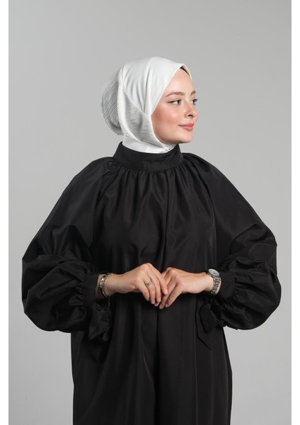 Krem Pratik Hazır Geçmeli Tesettür Eşarp Sandy Arkadan Çıtçıtlı Piliseli Hijab 2406_40