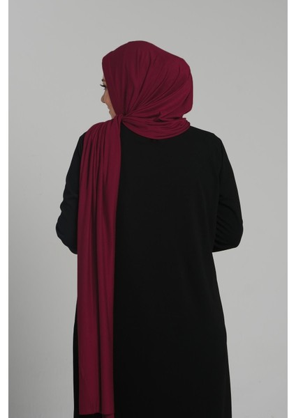 Bordo Pratik Hazır Geçmeli Şal Viskon Önü Süngerli Penye Şal 2202_16