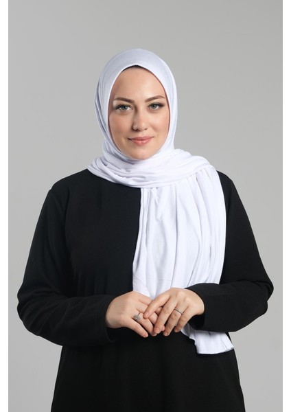 Beyaz Pratik Hazır Geçmeli Şal Viskon Önü Süngerli Penye Şal 2202_42