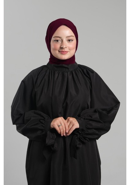 Bordo Pratik Hazır Geçmeli Tesettür Eşarp Sandy Arkadan Çıtçıtlı Piliseli Hijab 2406_16