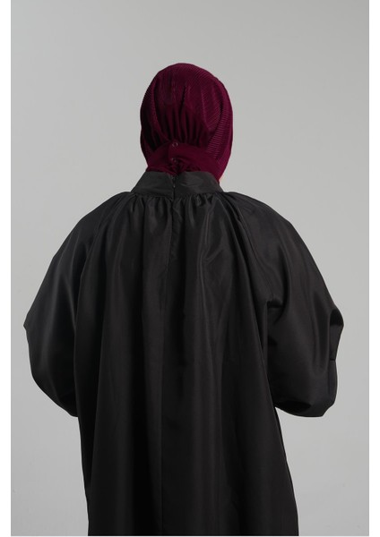 Bordo Pratik Hazır Geçmeli Tesettür Eşarp Sandy Arkadan Çıtçıtlı Piliseli Hijab 2406_16
