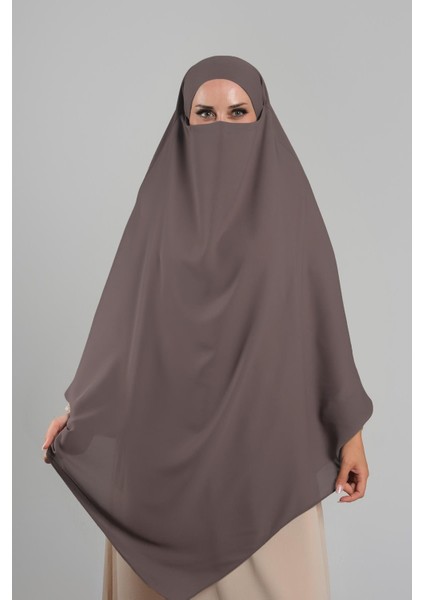 Koyu Vizon Pratik Hazır Geçmeli Tesettür Eşarp Krep Bağcıklı Sufle Hijab 2313_38
