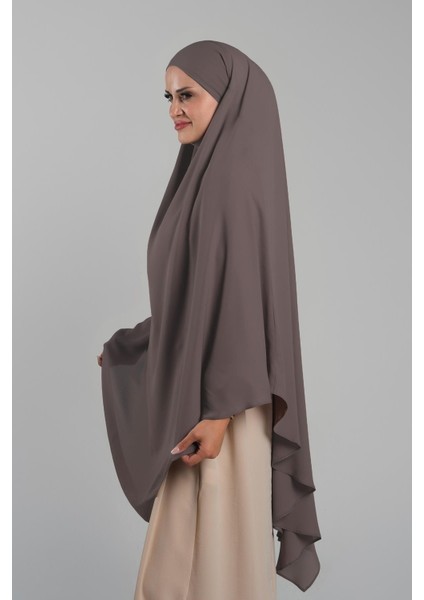 Koyu Vizon Pratik Hazır Geçmeli Tesettür Eşarp Krep Bağcıklı Sufle Hijab 2313_38 modelleri