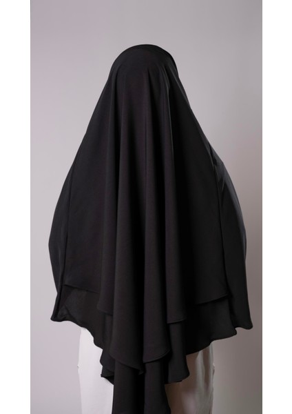 Siyah Pratik Hazır Geçmeli Tesettür Eşarp Krep Bağcıklı Çift Katlı Sufle Hijab 2314_01 fiyatları