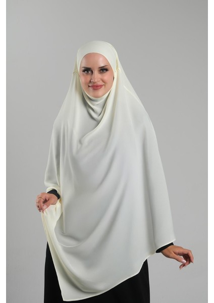 Ekru Pratik Hazır Geçmeli Tesettür Eşarp Krep Bağcıklı Sufle Hijab 2313_27 fiyatları