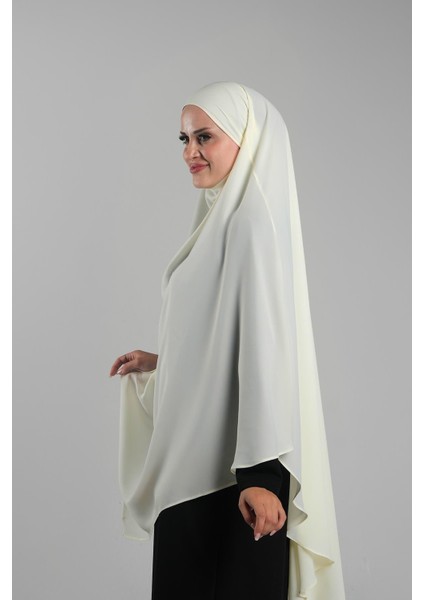 Ekru Pratik Hazır Geçmeli Tesettür Eşarp Krep Bağcıklı Sufle Hijab 2313_27 modelleri