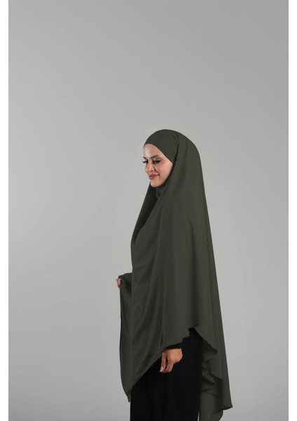 Haki Pratik Hazır Geçmeli Tesettür Eşarp Krep Bağcıklı Sufle Hijab 2313_09 fiyatları