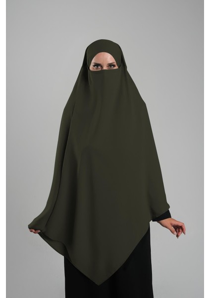 Haki Pratik Hazır Geçmeli Tesettür Eşarp Krep Bağcıklı Sufle Hijab 2313_09 modelleri