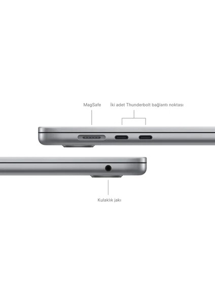 MacBook Air M3 16GB 256GB SSD macOS 15" Taşınabilir Bilgisayar Gece Yarısı MC9G4TU/A