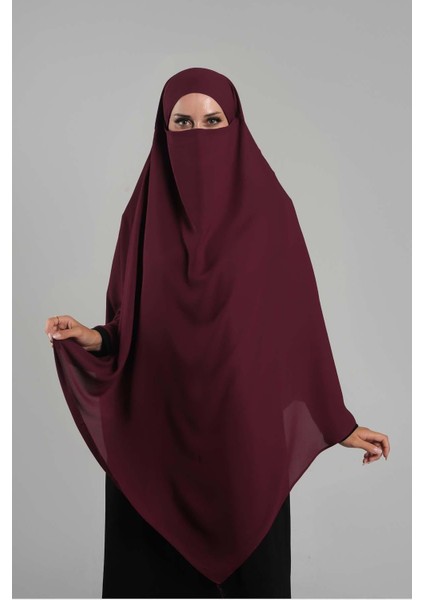 Bordo Pratik Hazır Geçmeli Tesettür Eşarp Krep Bağcıklı Sufle Hijab 2313_16 modelleri