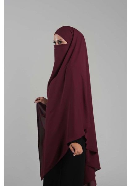 Bordo Pratik Hazır Geçmeli Tesettür Eşarp Krep Bağcıklı Sufle Hijab 2313_16 fırsatları