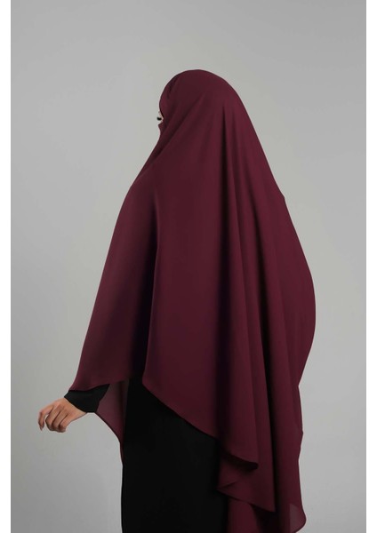 Bordo Pratik Hazır Geçmeli Tesettür Eşarp Krep Bağcıklı Sufle Hijab 2313_16 indirimleri