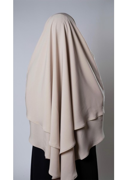 Bej Pratik Hazır Geçmeli Tesettür Eşarp Krep Bağcıklı Çift Katlı Sufle Hijab 2314_12 fiyatları