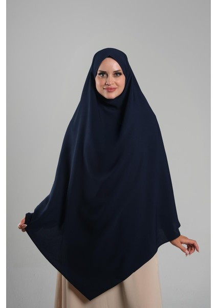 Lacivert Pratik Hazır Geçmeli Tesettür Eşarp Krep Bağcıklı Sufle Hijab 2313_02 modelleri