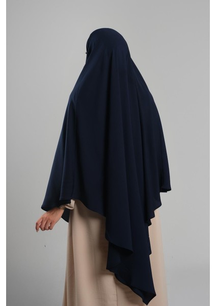 Lacivert Pratik Hazır Geçmeli Tesettür Eşarp Krep Bağcıklı Sufle Hijab 2313_02 fırsatları