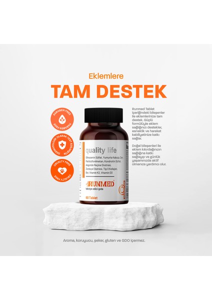 60 Tablet Glukozamin Msm Kondroitin Tip 2 Kolajen, Vitamin D3 K2, Yumurta Kabuğu Zarı, Akgünlük ( glucosamine chondroitin msm )