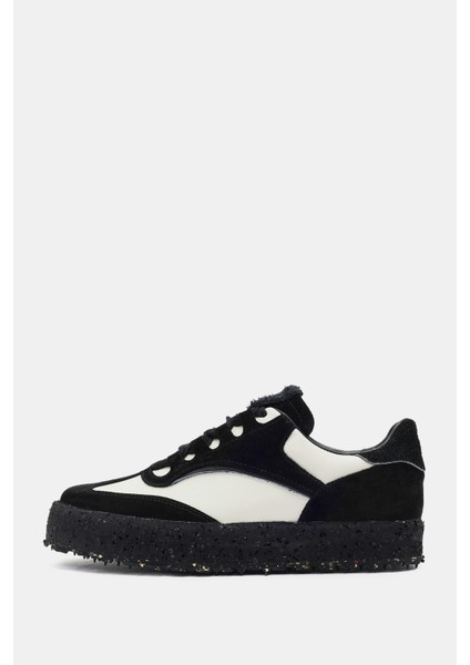 Rayn Kadın Siyah Beyaz Süet Deri Sneaker