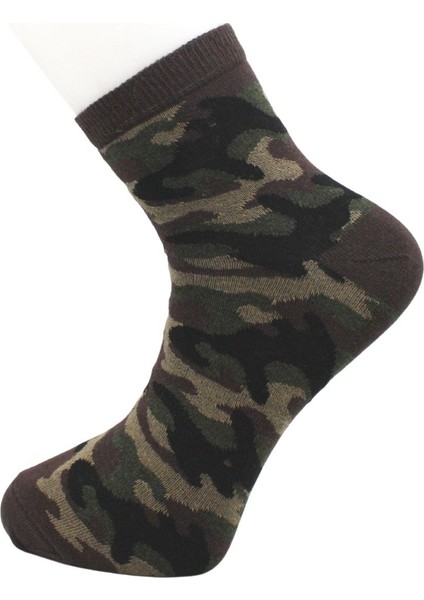 Erkek Yarım Konç Kamuflaj Askeri Desenli Pamuklu Çorap 4'lü Paket fiyatları