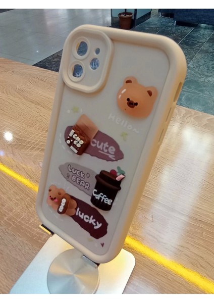 iPhone 11 Uyumlu Coffe Kabartma Figürlü Kamera Korumalı Kapak