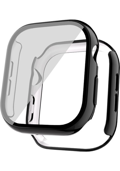 Apple Watch 10 46MM Uyumlu Kasa ve Ekran Koruyucu Electroplatink Çerçeveli Sert Pc Gard 36 Siyah