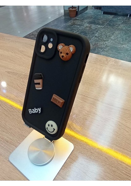 iPhone 11 Uyumlu Coffe Kabartma Figürlü Kamera Korumalı Kapak