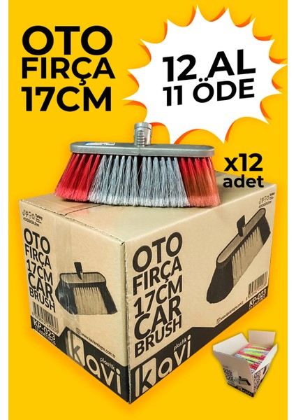 Oto Fırça 17CM 12LI Koli - 12 Al 11 Öde - Otomobil Yıkama Fırçası, Hortum Girişli Araba Fırçası