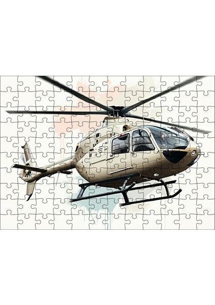 Ahşap Mdf Puzzle Yapboz Beyaz Helikopter Tasarımı 120 Parça 25*35 cm