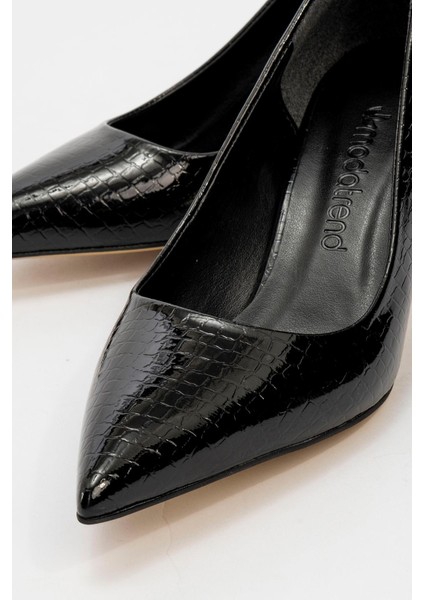 Kadın Sivri Burunlu Stiletto Siyah Kroko modelleri