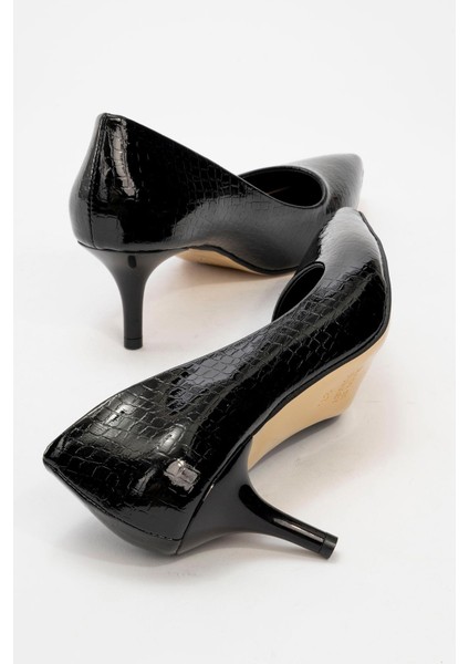 Kadın Sivri Burunlu Stiletto Siyah Kroko fırsatları