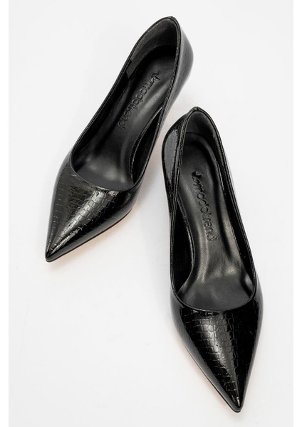 Kadın Sivri Burunlu Stiletto Siyah Kroko indirimleri