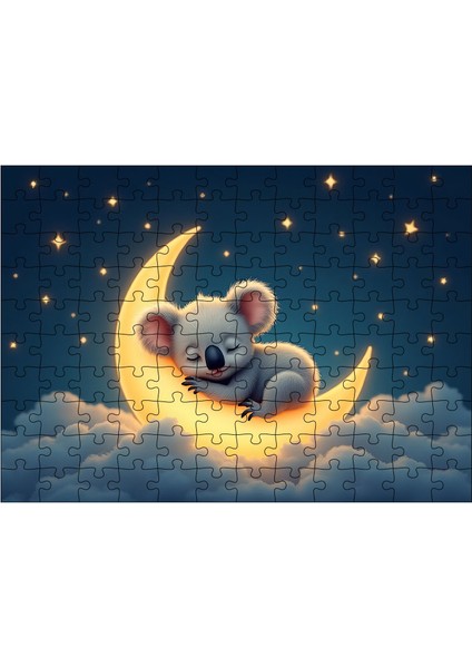 Ahşap Mdf Puzzle Yapboz Ay Işığında Uyuyan Koala 120 Parça 25*35 cm