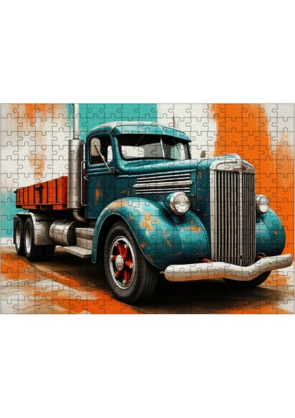 Ahşap Mdf Puzzle Yapboz Mavi Nostaljik Kamyonet 255 Parça 35*50 cm