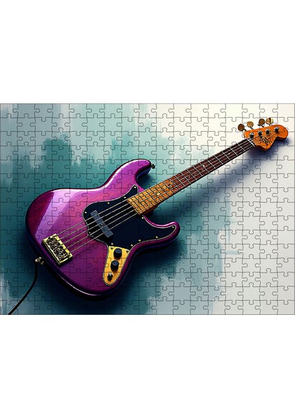 Ahşap Mdf Puzzle Yapboz Mor Elektro Gitar Tasarımı 255 Parça 35*50 cm